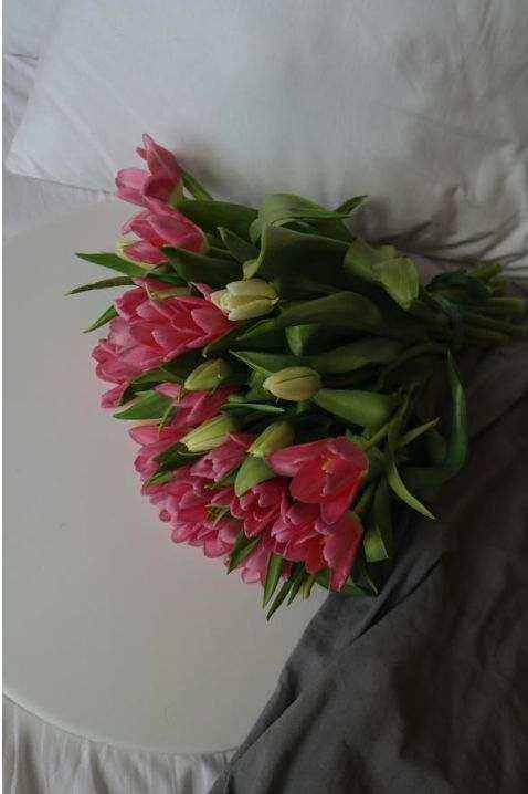 Bouquet wrapped with ribbon